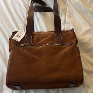 Bloomingdale’s Brown Suede Leather Tote Bag